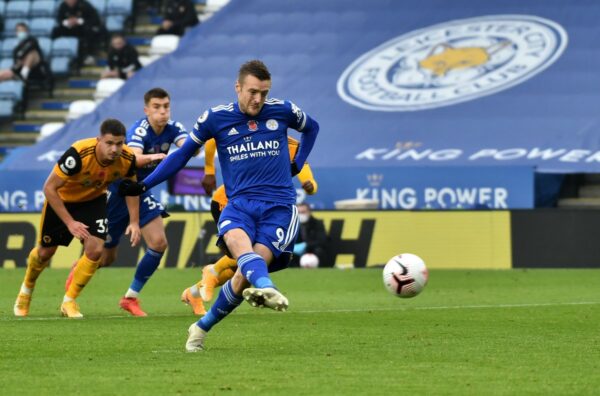 VARDY PENAL LEICESTER VS WOLVES