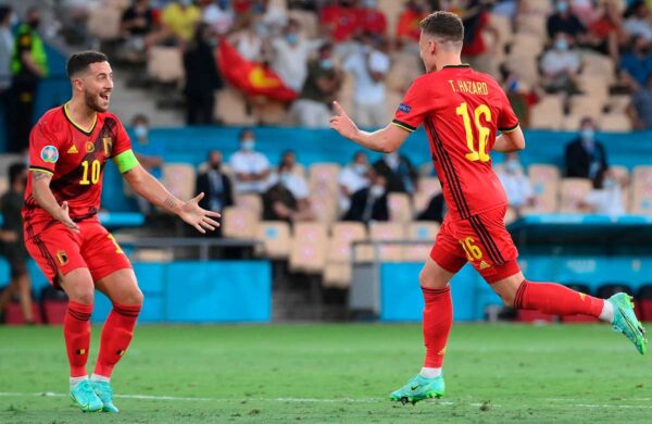 EDEN Y THORGEN HAZARD CELEBRAN BELGICA EURO 2020