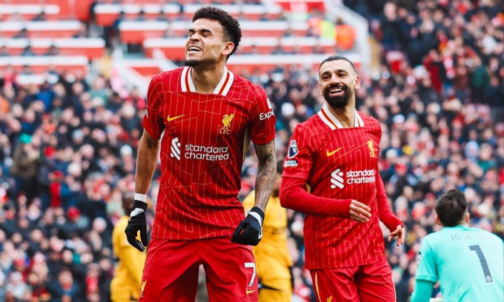 LUIS DIAZ CELEBRA GOL LIVERPOOL VS WOLVES